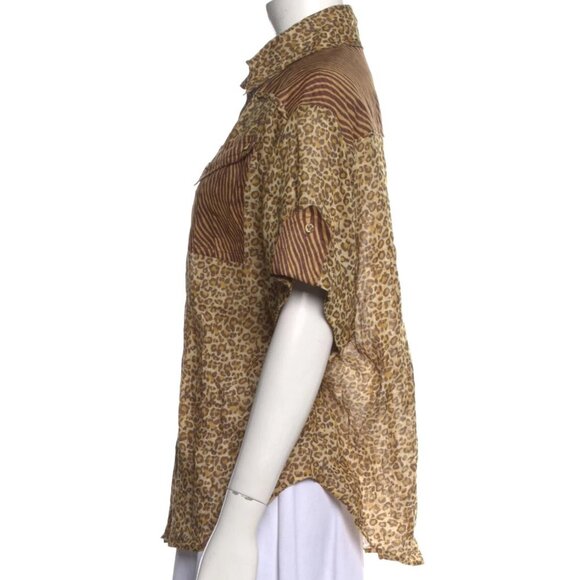 ZIMMERMANN Empire Leopard Print Button-Up Cuffed Shirt Zimmermann Sz 0 - Picture 4 of 10